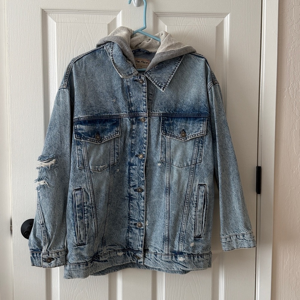 Free People We the Free Flawless distressed oversized denim jacket - Picture 6 of 11
